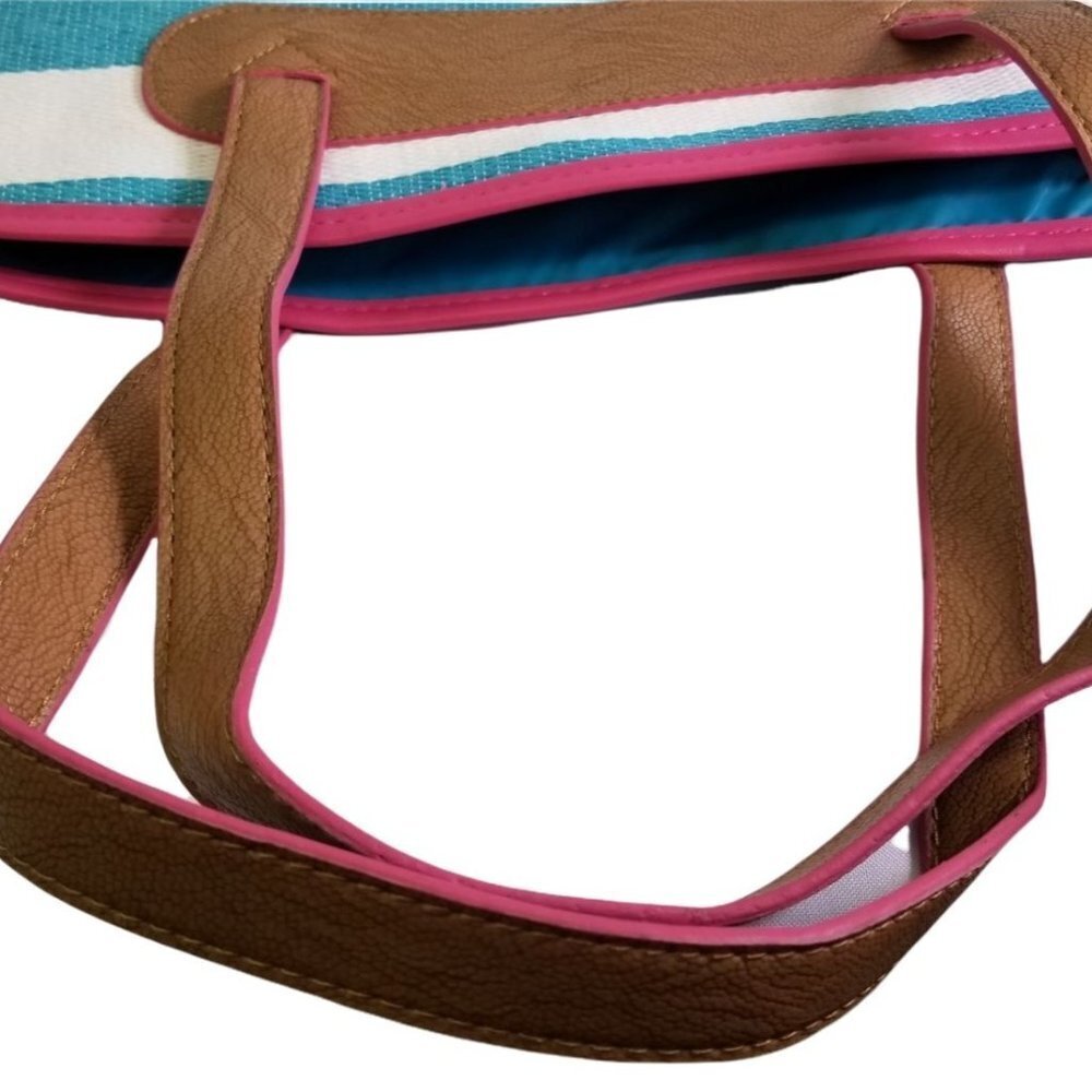 Nieman Marcus Pink & Blue Shopping Beach Tote Bag 14" - Picture 9 of 9